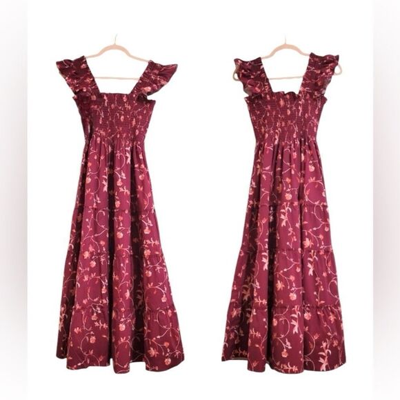 Hill House The Ellie Nap Dress in Burgundy Botanical - Picture 8 of 14